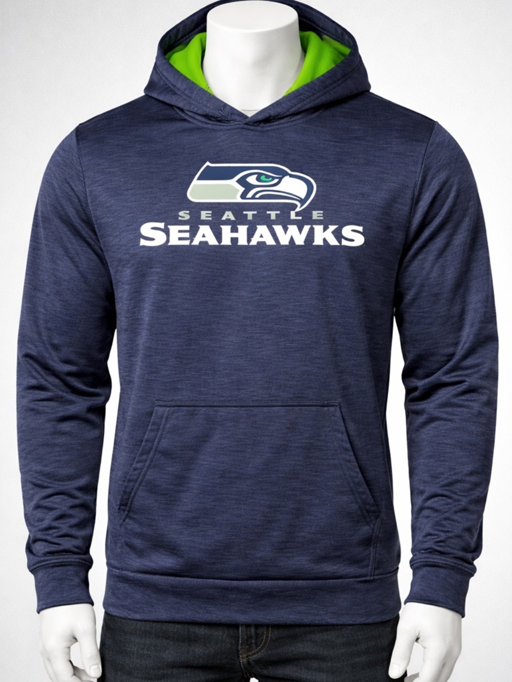 Youth Navy Hoodie with Green Lining